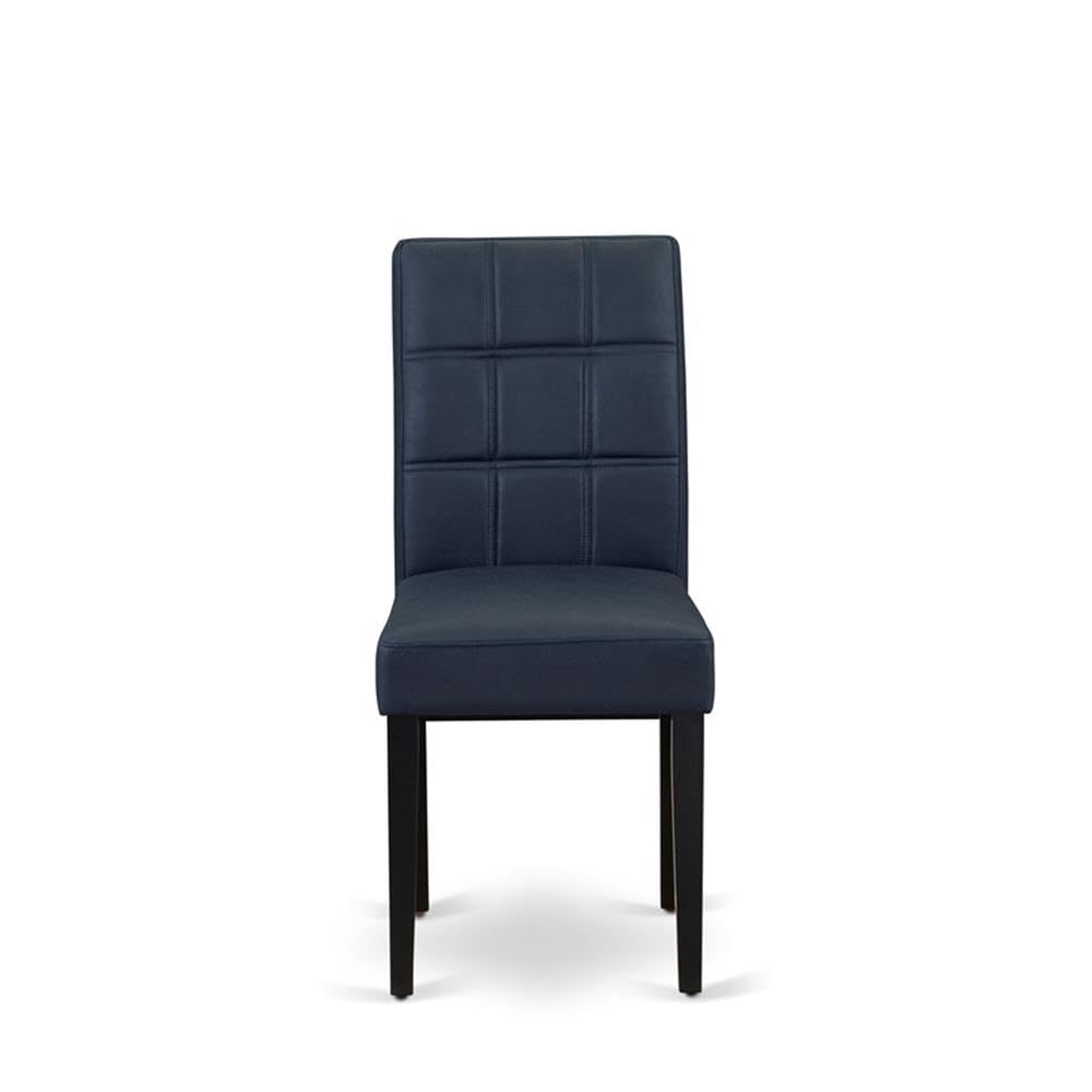 Dark Navy Blue Polyester Fabric Padded Chairs Set of 2 P2690