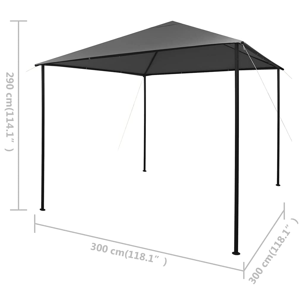 Gazebo 118.1"x118.1" Anthracite Fabric and Steel G24267