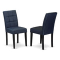 Dark Navy Blue Polyester Fabric Padded Chairs Set of 2 P2690