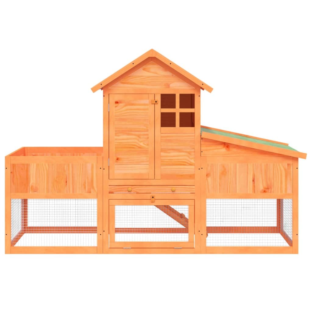 2-Tier Wooden Rabbit Hutch with Run and Nesting Box M12180