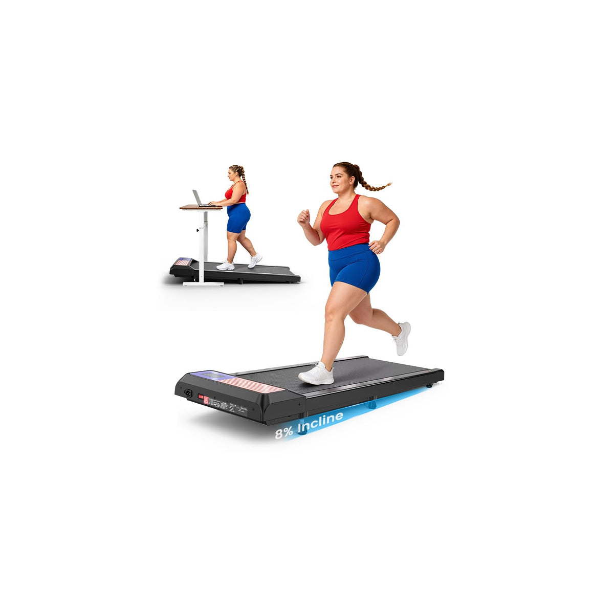 2.5HP Under Desk Treadmill with 8% Incline V447