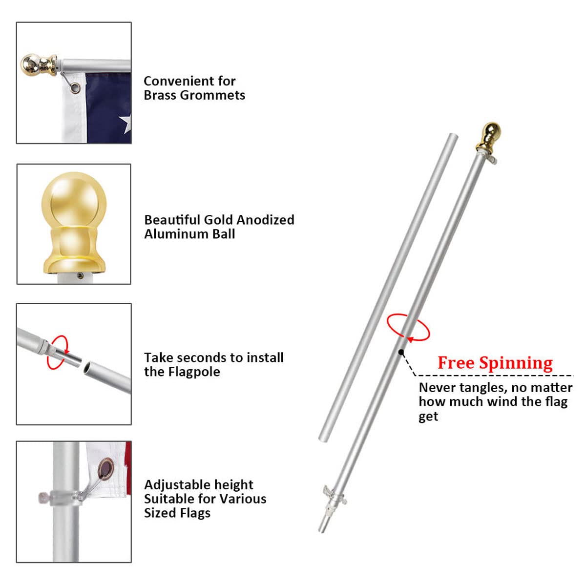 6ft Outdoor Flagpole J54205
