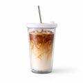 16 Oz Clear Plastic Insulated Tumbler with Lid and Straw P565