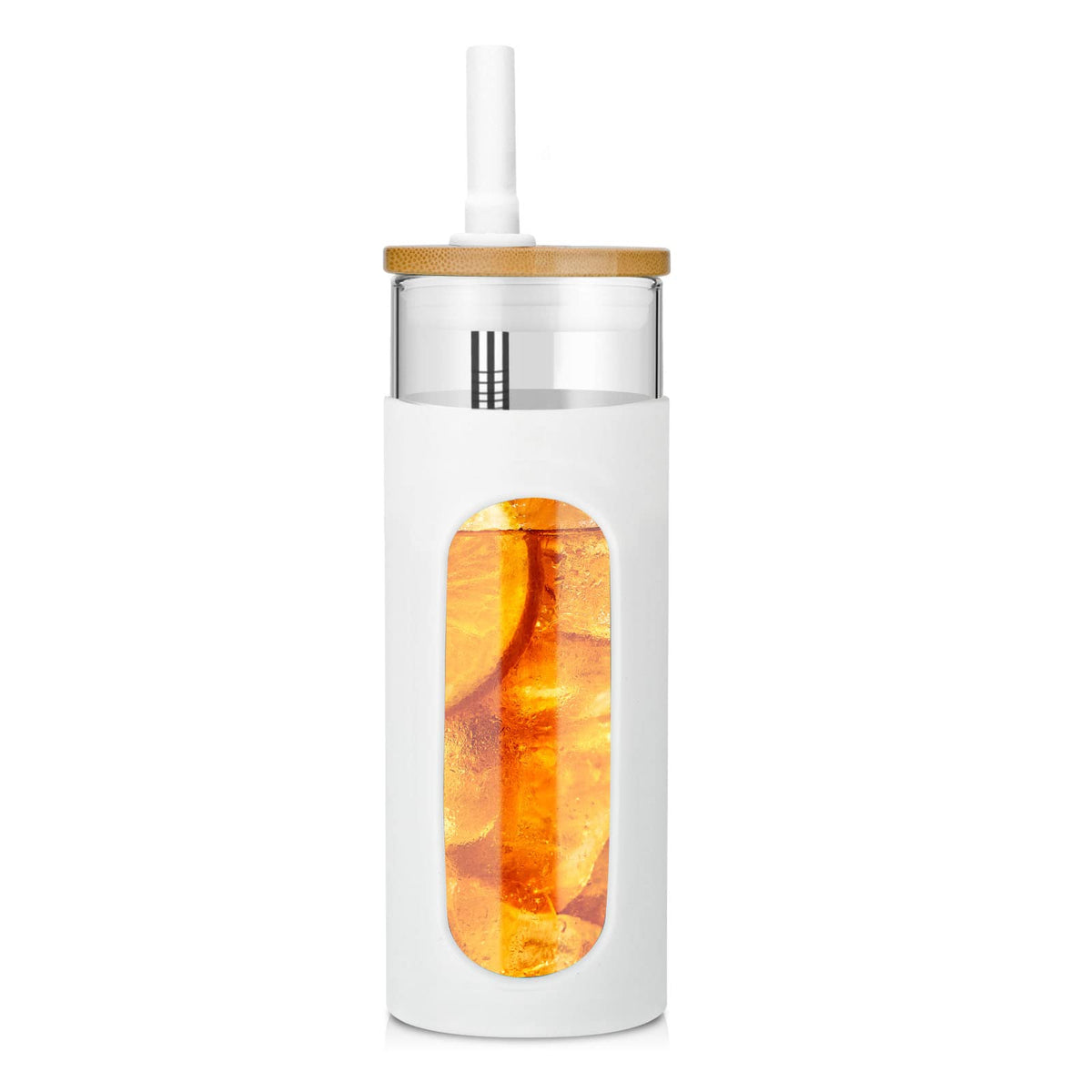 22 oz Glass Tumbler with Lid and Straw J35730