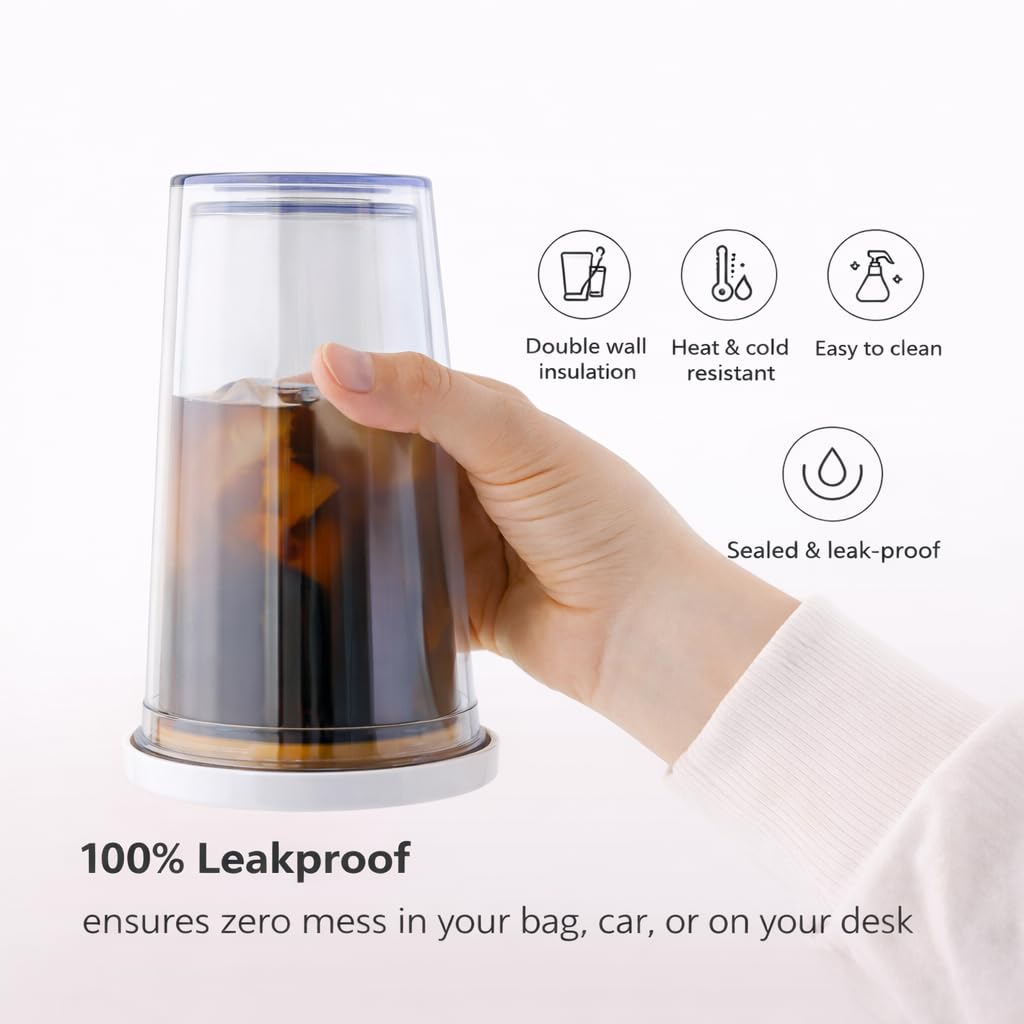 16 Oz Clear Plastic Insulated Tumbler with Lid and Straw P565