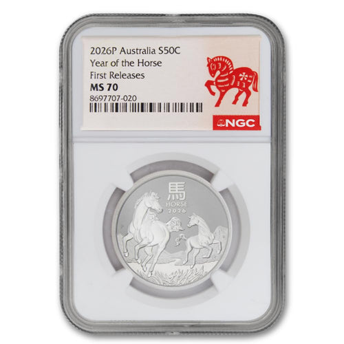 1/2 oz Silver Lunar Year of the Horse MS-70 S27755