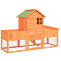 2-Tier Wooden Rabbit Hutch with Run and Nesting Box M12180