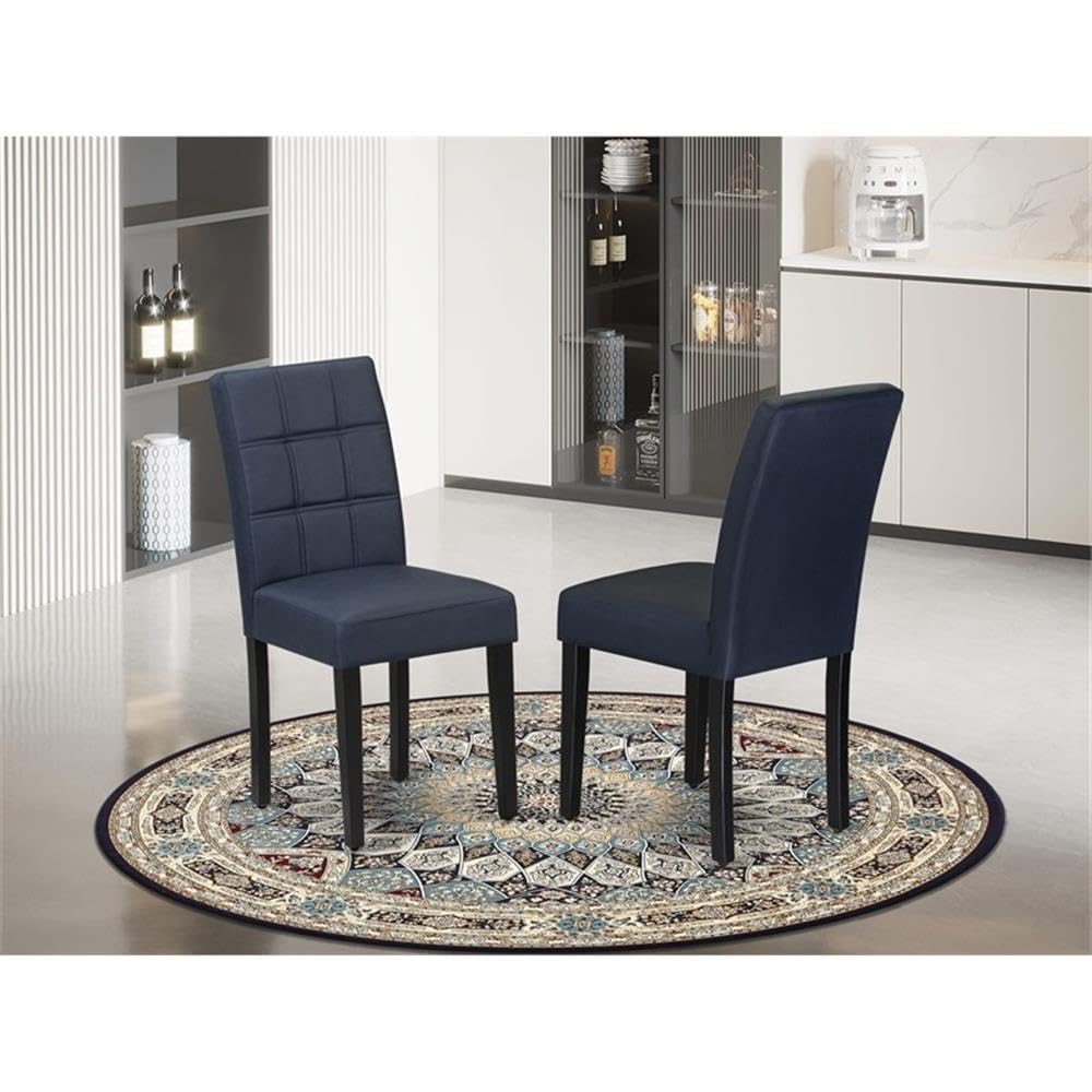 Dark Navy Blue Polyester Fabric Padded Chairs Set of 2 P2690