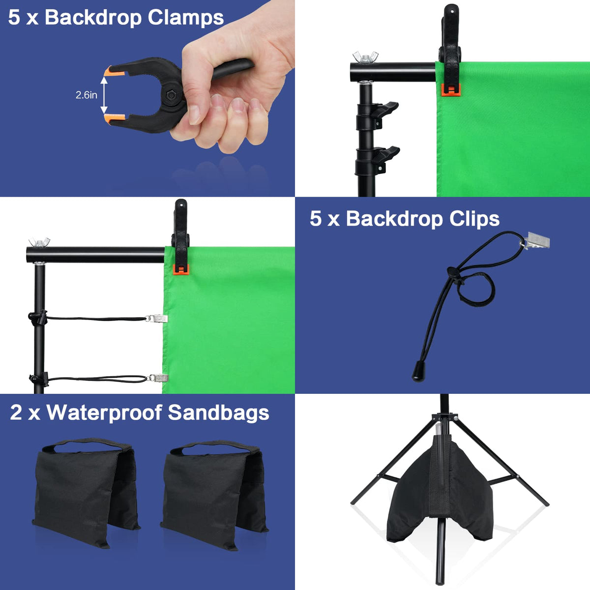 Adjustable Photo Backdrop Stand Kit with Carry Bag T41013