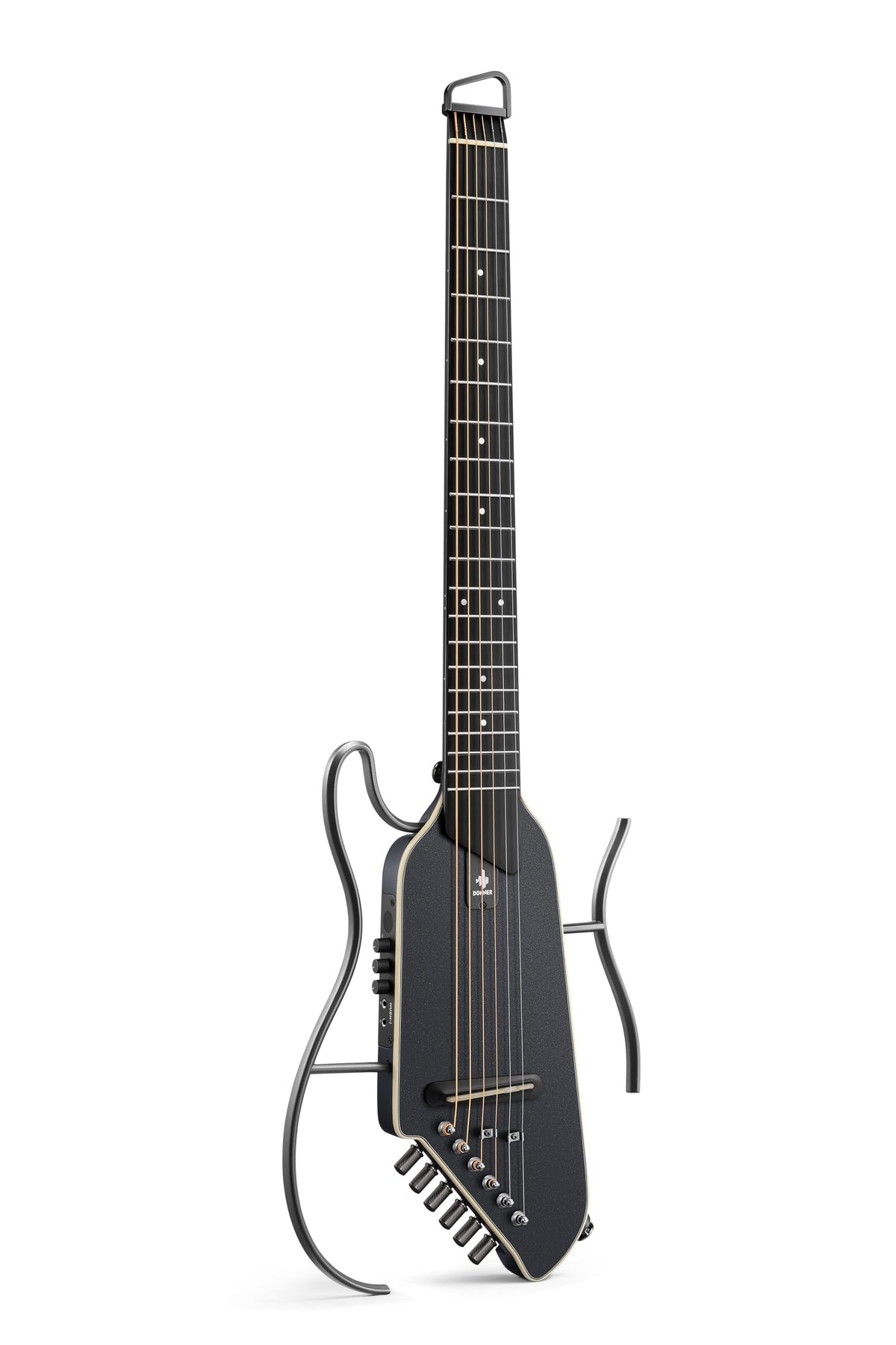 Black Acoustic Electric Travel Guitar F4473