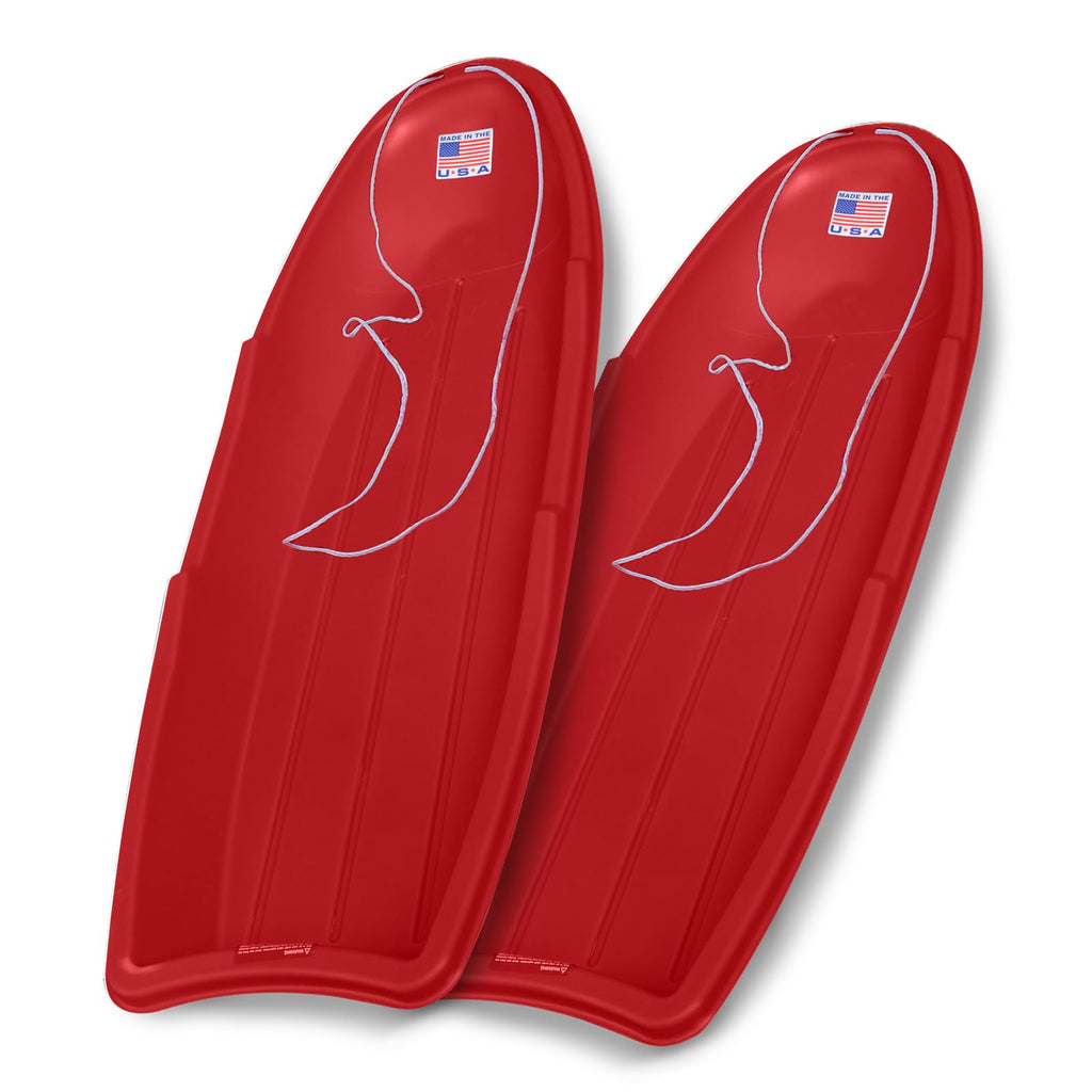 Red 48 Inch Plastic Toboggan Snow Sled Y11606