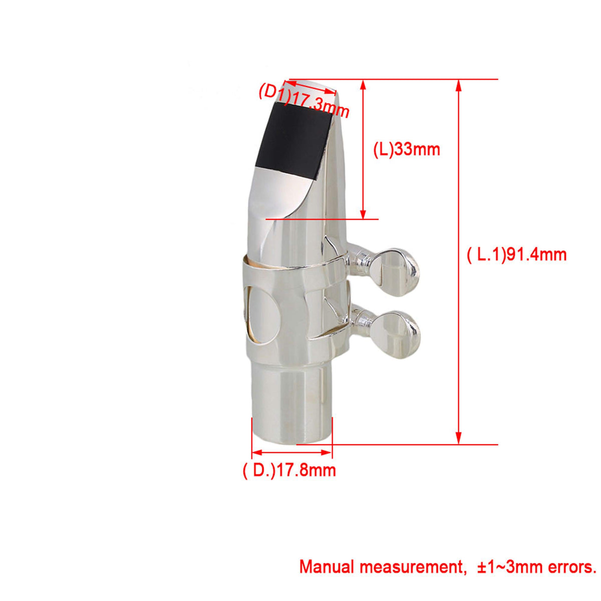 Silver Brass Alto Saxophone Mouthpiece with Cap Ligature P26111