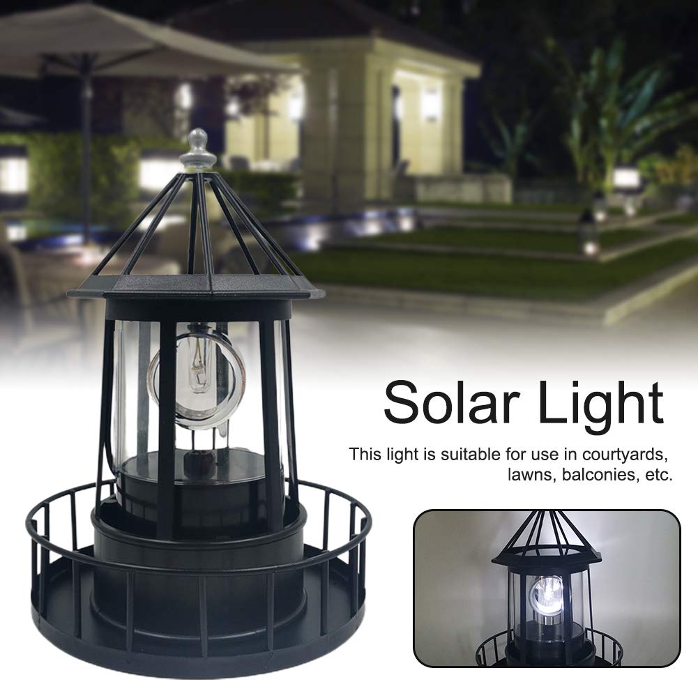 Solar Powered Rotating Waterproof Lighthouse Statue Lights O904587