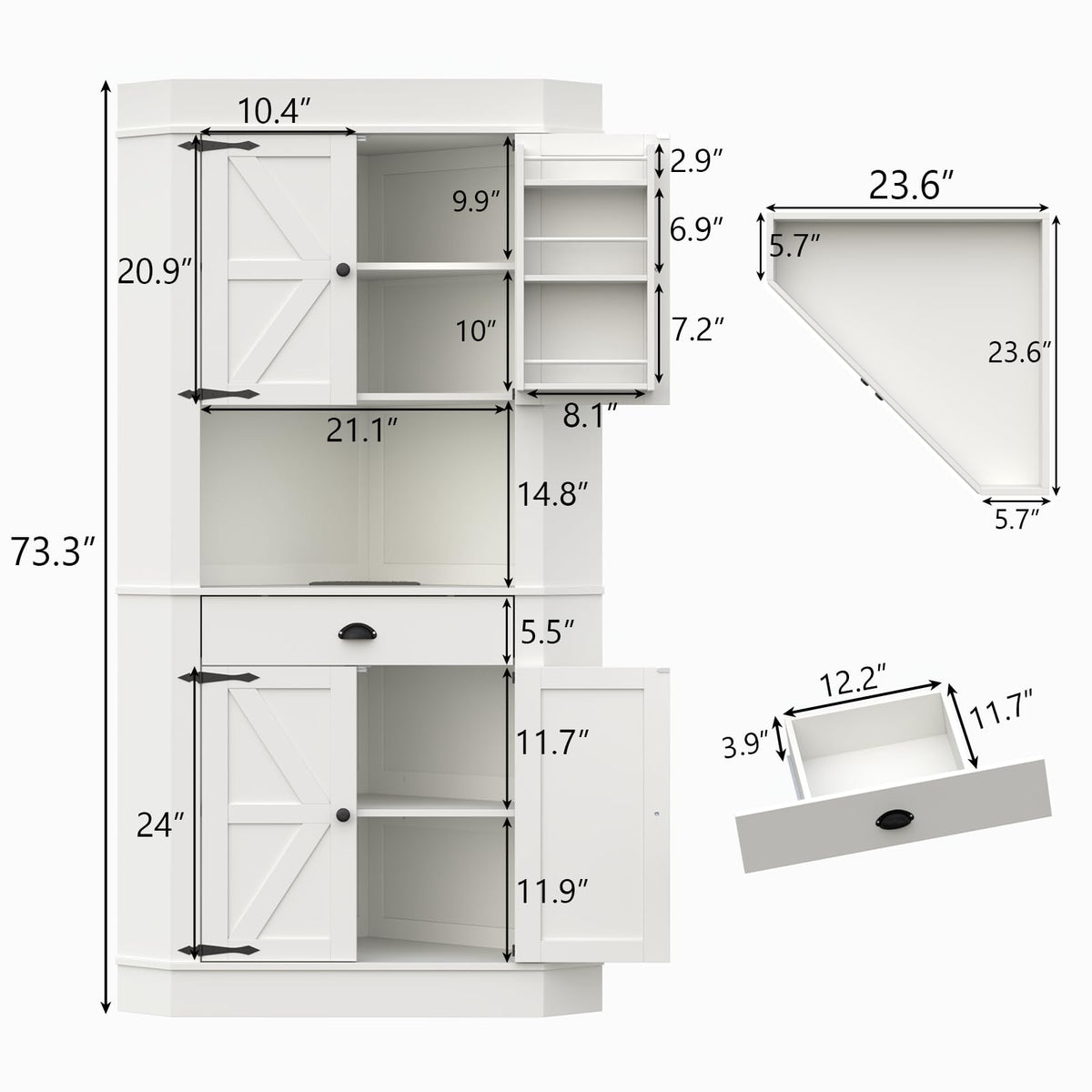 74" Corner Cabinet with Charging Station I431069