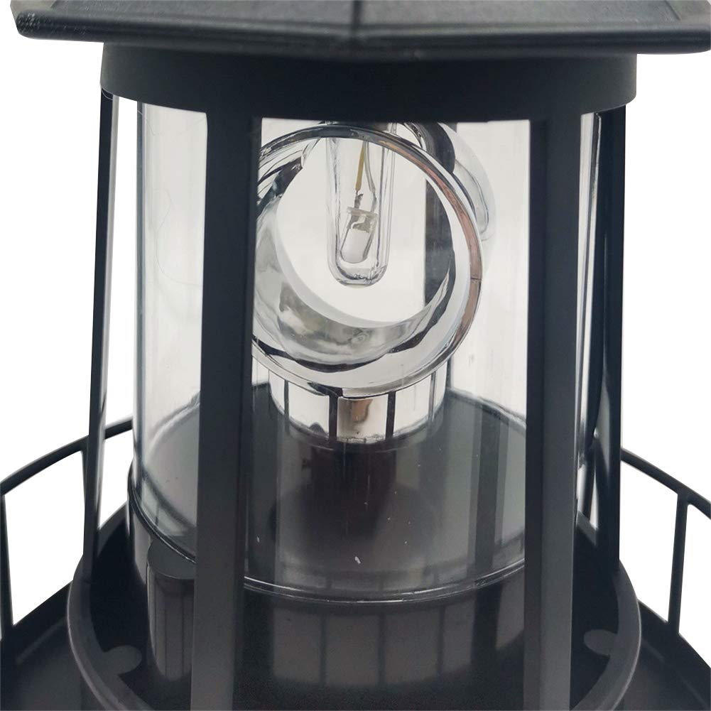 Solar Powered Rotating Waterproof Lighthouse Statue Lights O904587