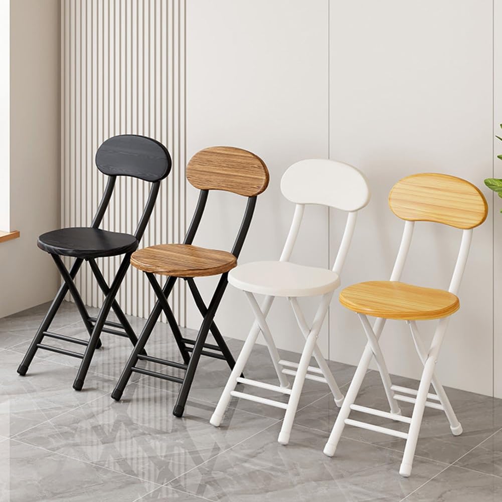 18 inch Folding Stool with Backrest, Portable Lightweight Metal Chair with Non-Slip Feet T288283