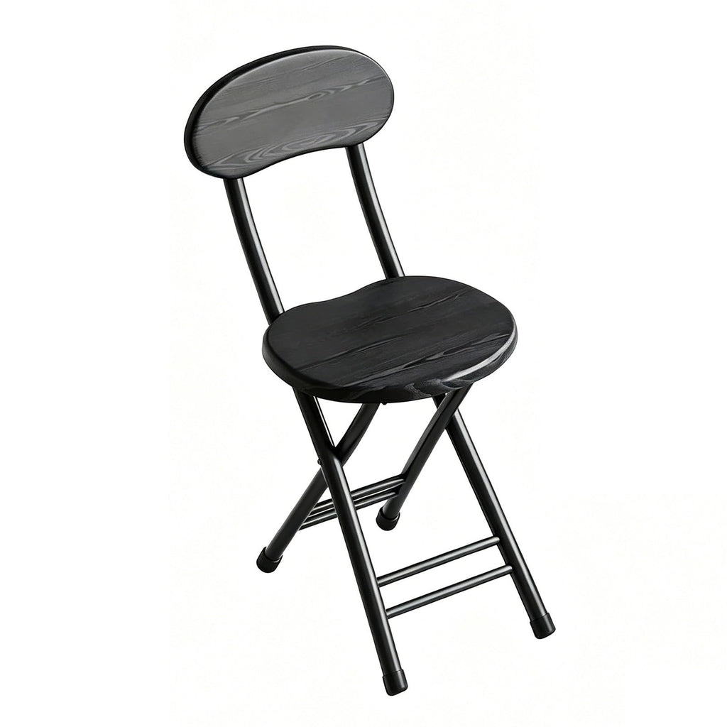 18 inch Folding Stool with Backrest, Portable Lightweight Metal Chair with Non-Slip Feet T288283