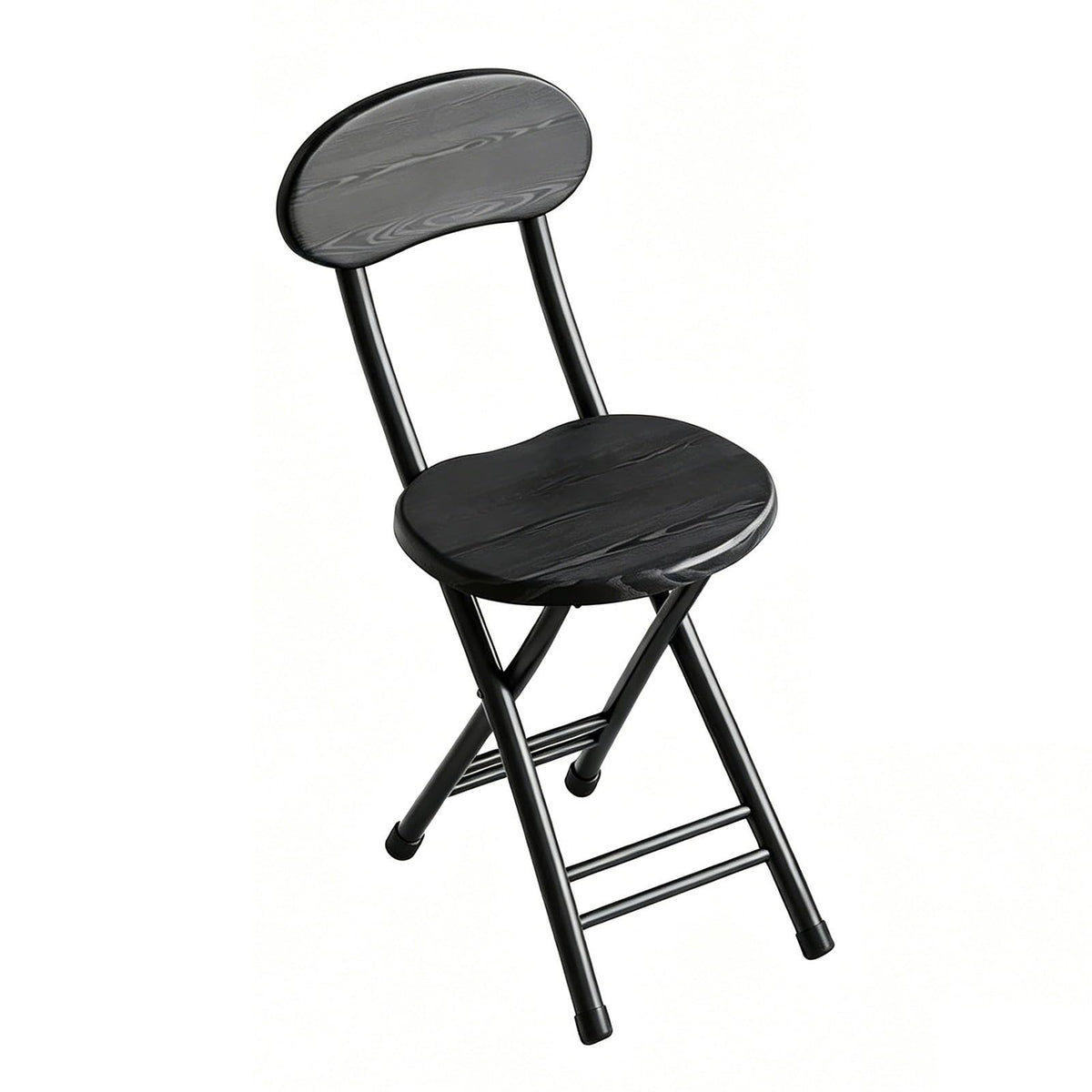 18 inch Folding Stool with Backrest, Portable Lightweight Metal Chair with Non-Slip Feet T288283