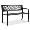 46" Iron Steel Frame Garden Bench with Mesh Pattern and Plastic Backrest T749