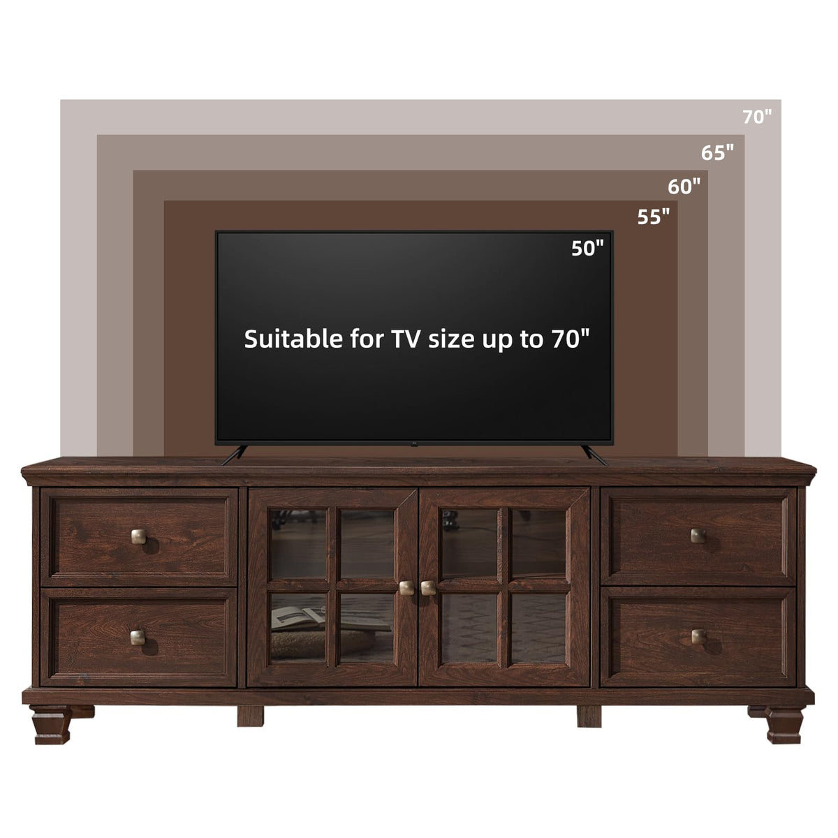 Farmhouse TV Stand with Glass Doors V19820