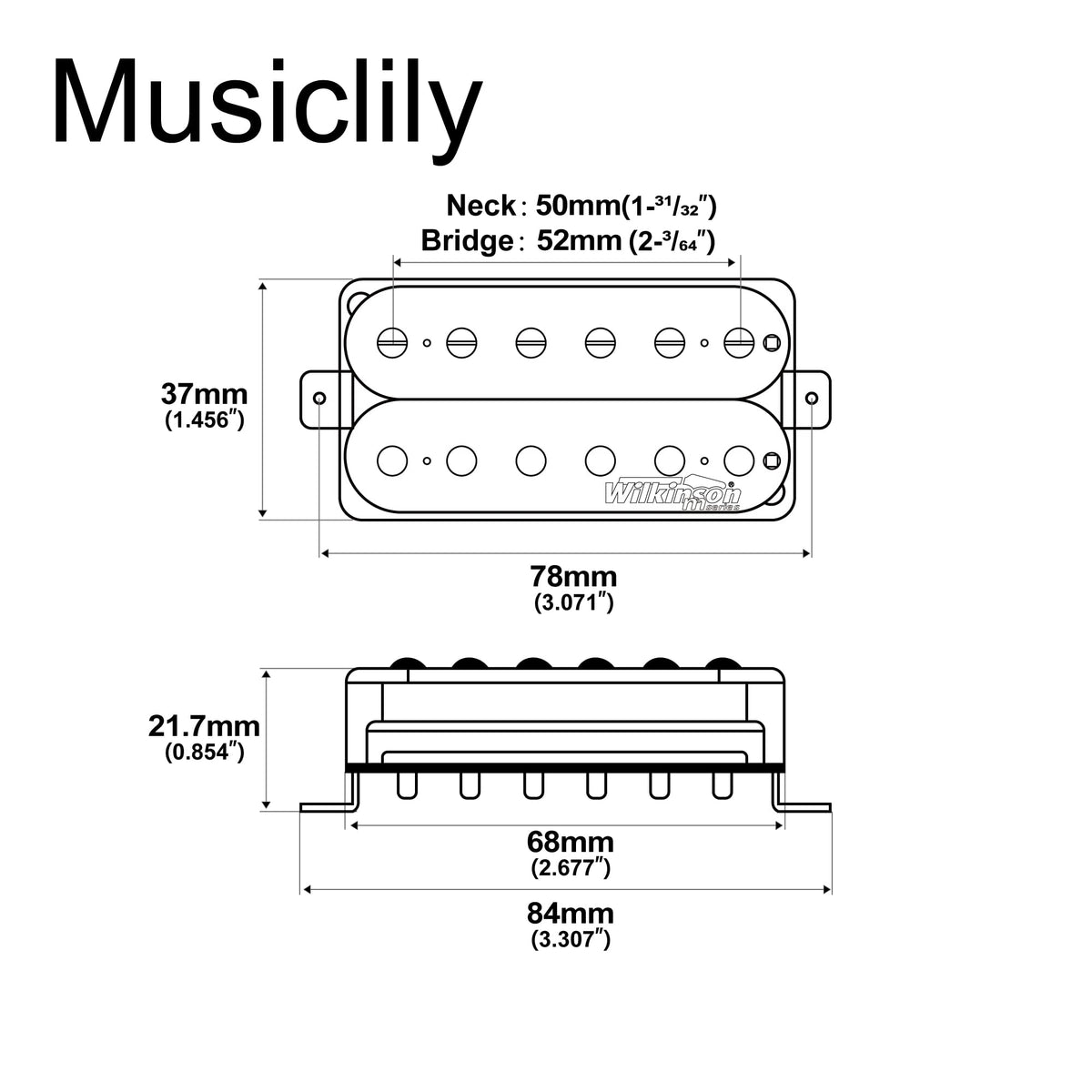 Alnico 5 Open Humbucker Pickups Set Black I736334