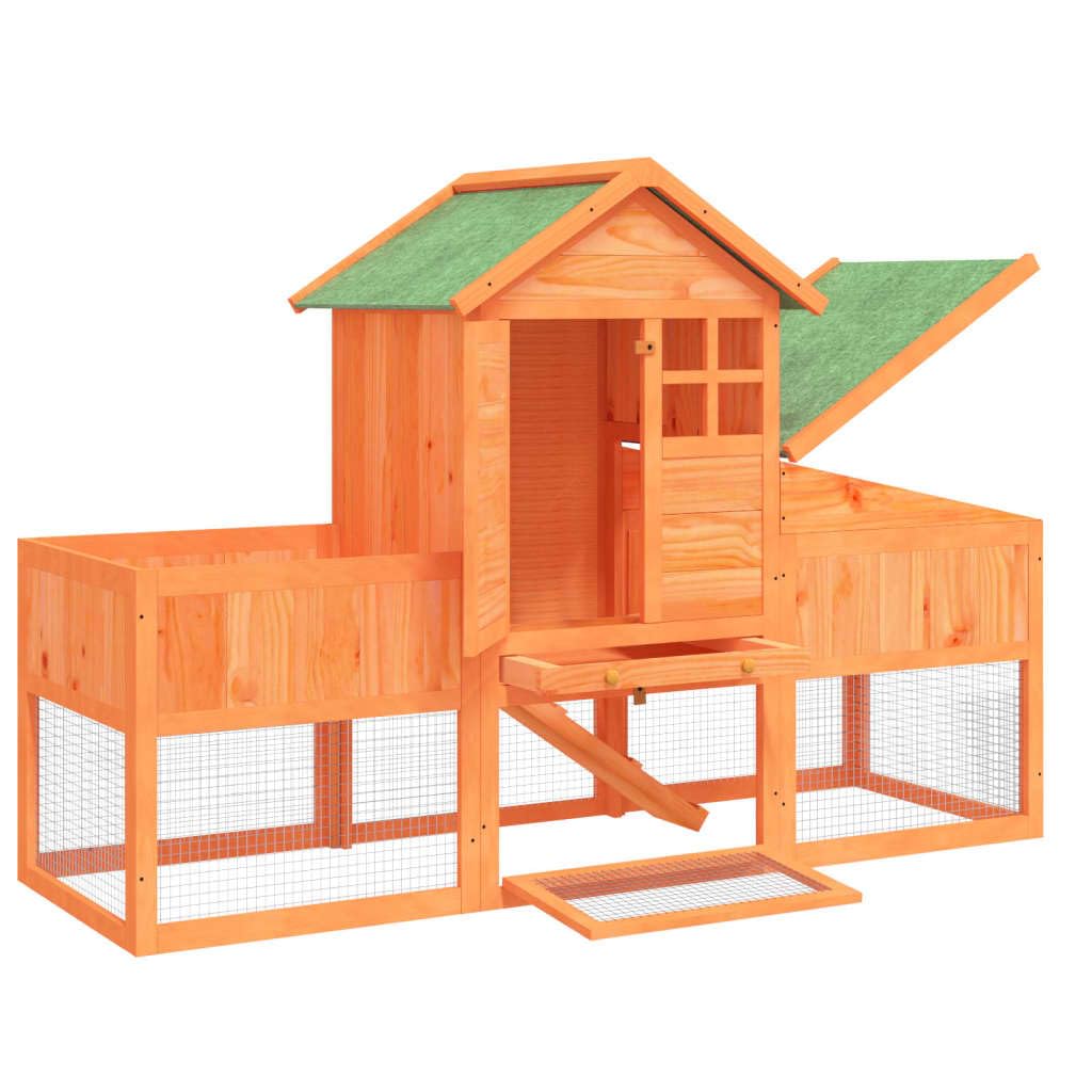 2-Tier Wooden Rabbit Hutch with Run and Nesting Box M12180