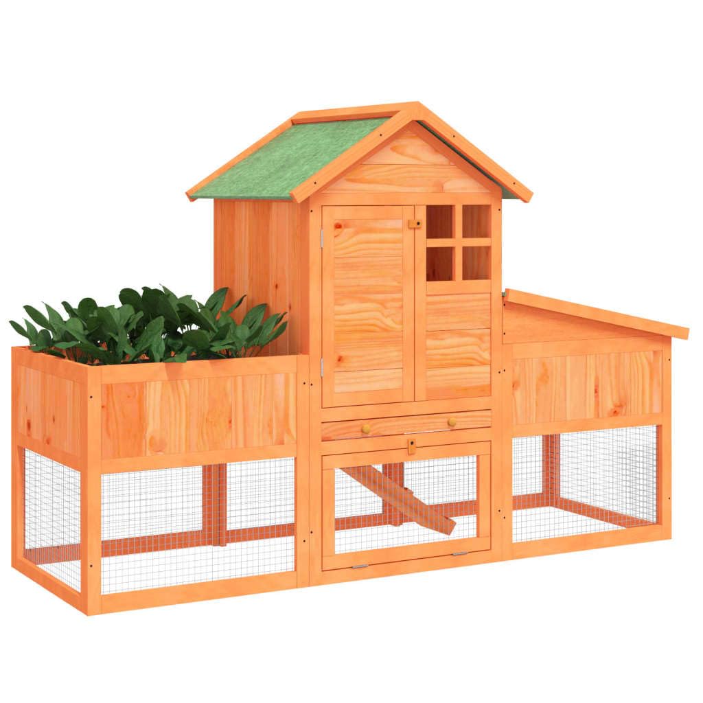 2-Tier Wooden Rabbit Hutch with Run and Nesting Box M12180
