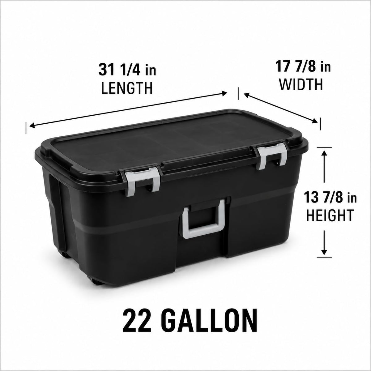 22 Gallon Black Plastic Wheeled Storage Trunk Q569