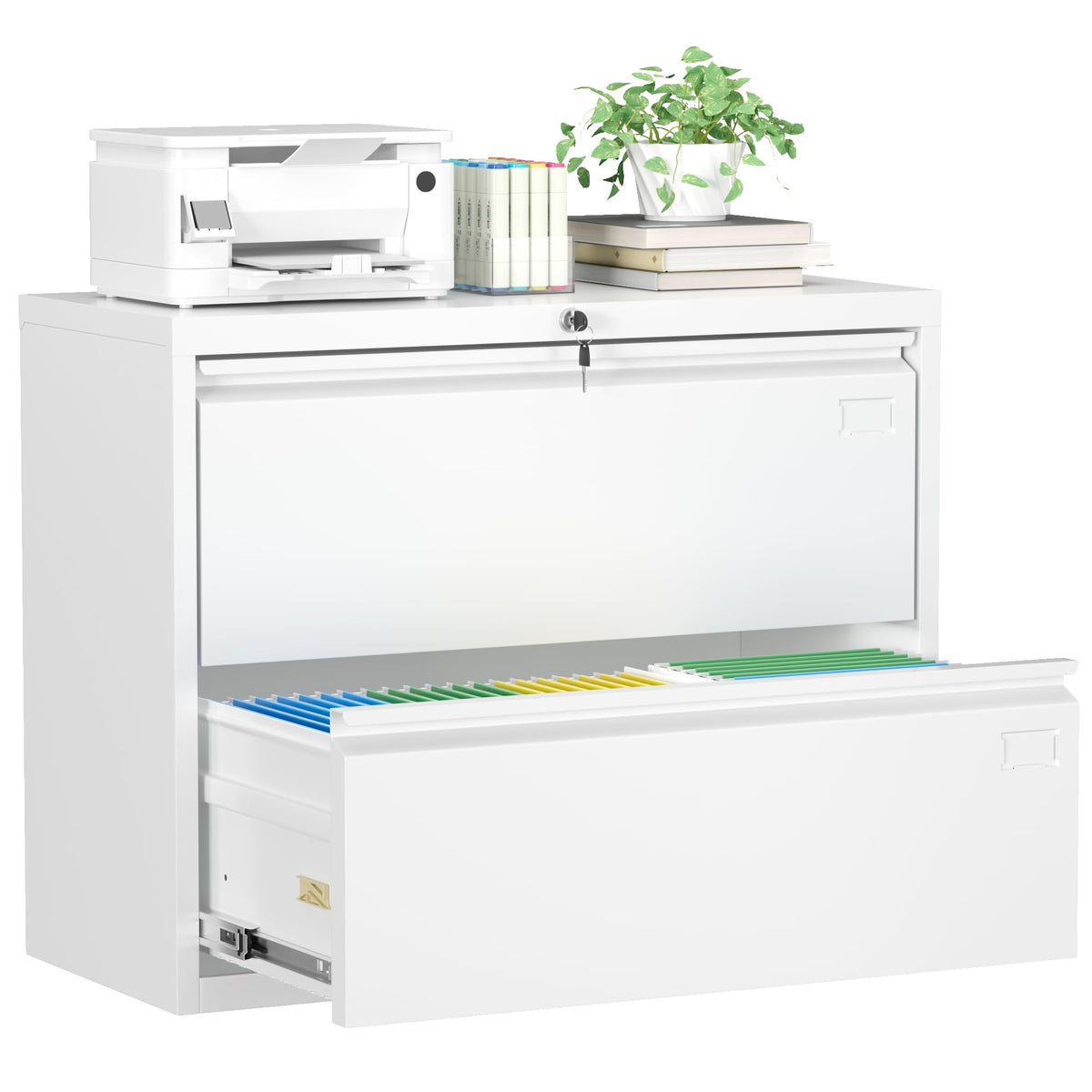 White 2 Drawer Metal File Cabinet with Lock Z920999