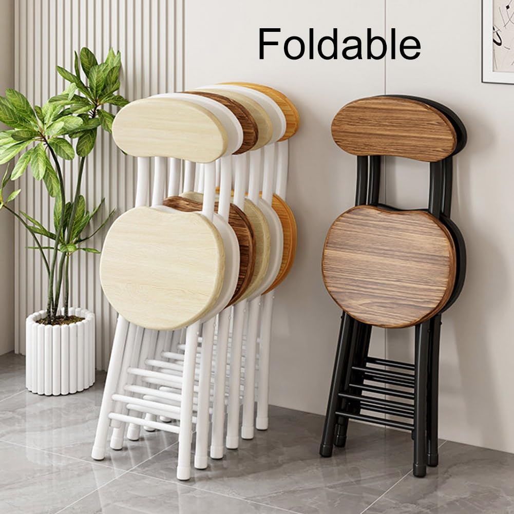 18 inch Folding Stool with Backrest, Portable Lightweight Metal Chair with Non-Slip Feet T288283
