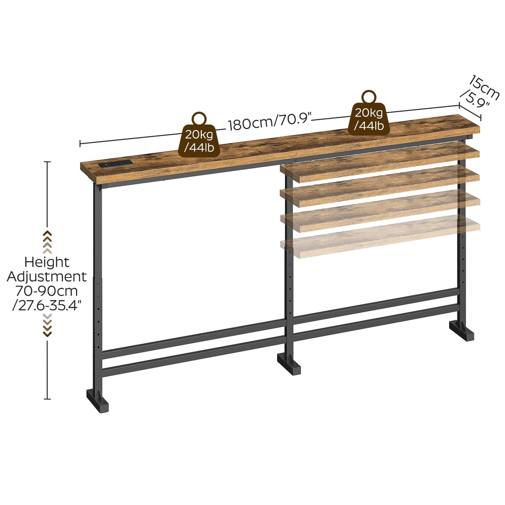 70.9" Console Table with Adjustable Height and Power Outlet Z55328