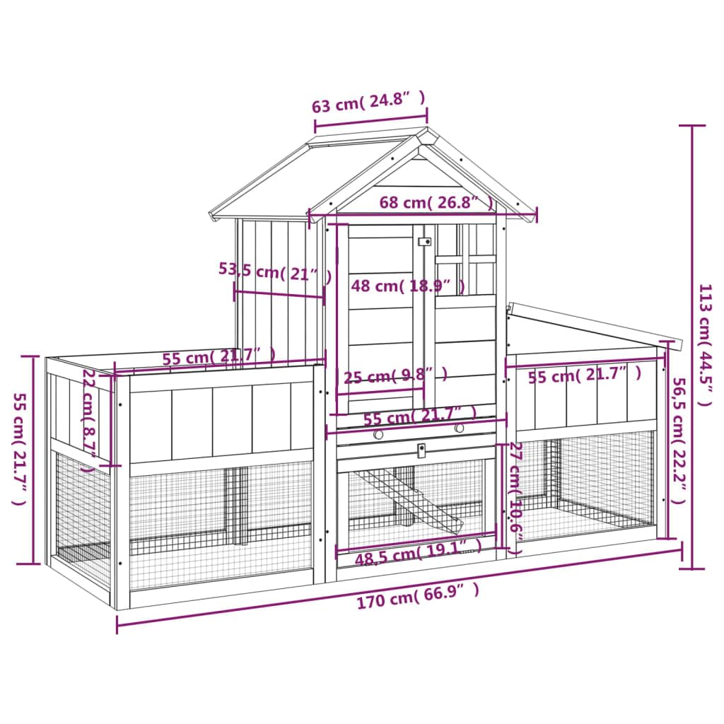 2-Tier Wooden Rabbit Hutch with Run and Nesting Box M12180