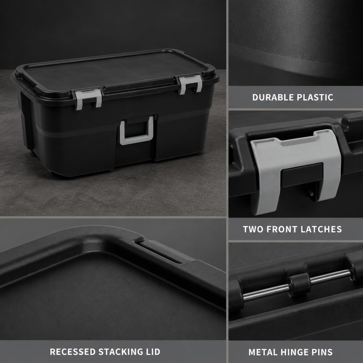 22 Gallon Black Plastic Wheeled Storage Trunk Q569