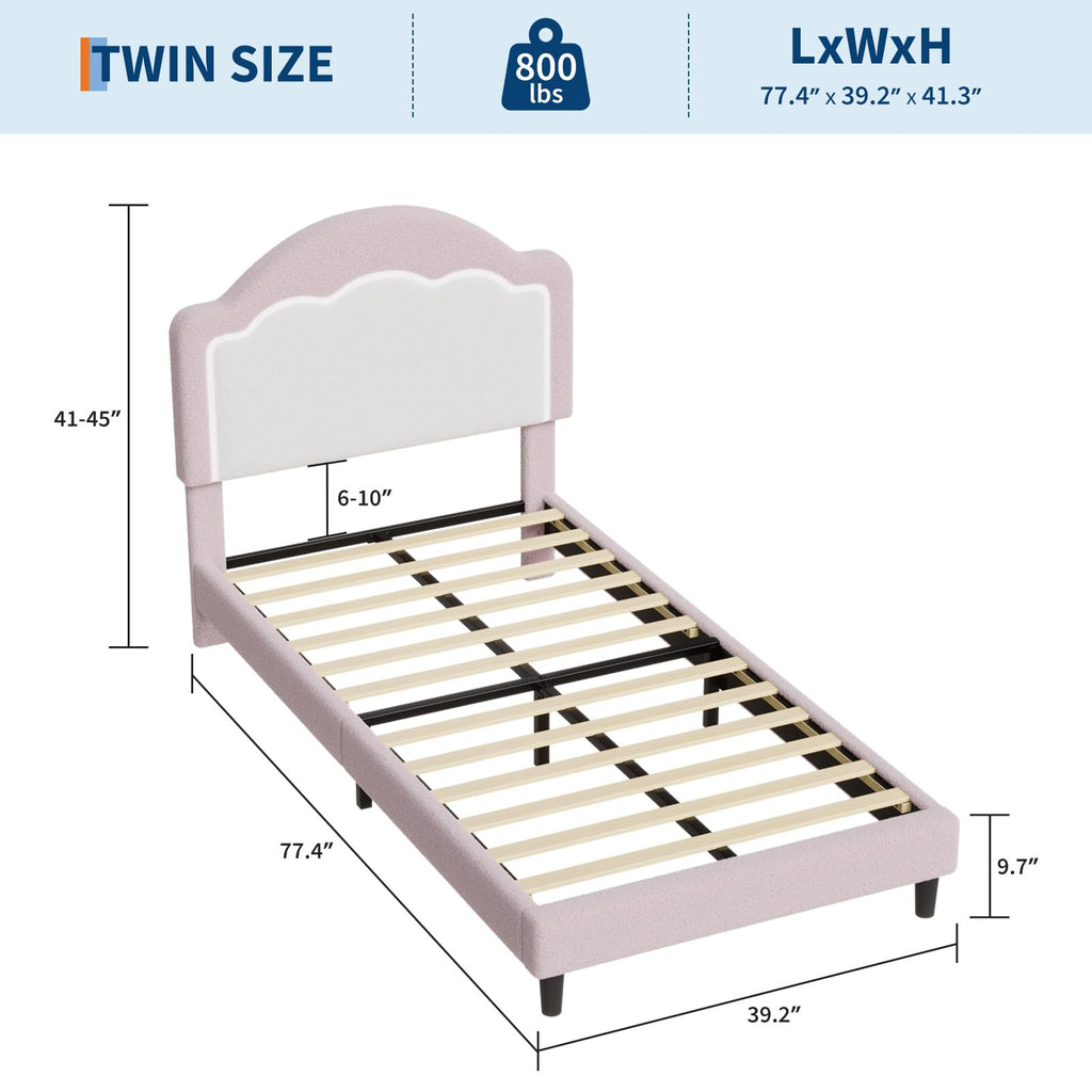 Velvet Upholstered Twin Bed Frame B247