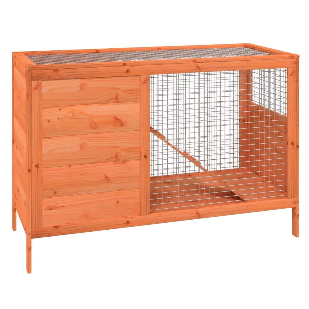 Solid Wood Pine Rabbit Hutch 2 Tier with Wire Mesh Walls and Ramp B869769