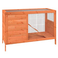 Solid Wood Pine Rabbit Hutch 2 Tier with Wire Mesh Walls and Ramp B869769
