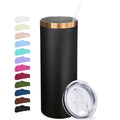 20 oz Skinny Tumblers with Lids and Straws Black C494531