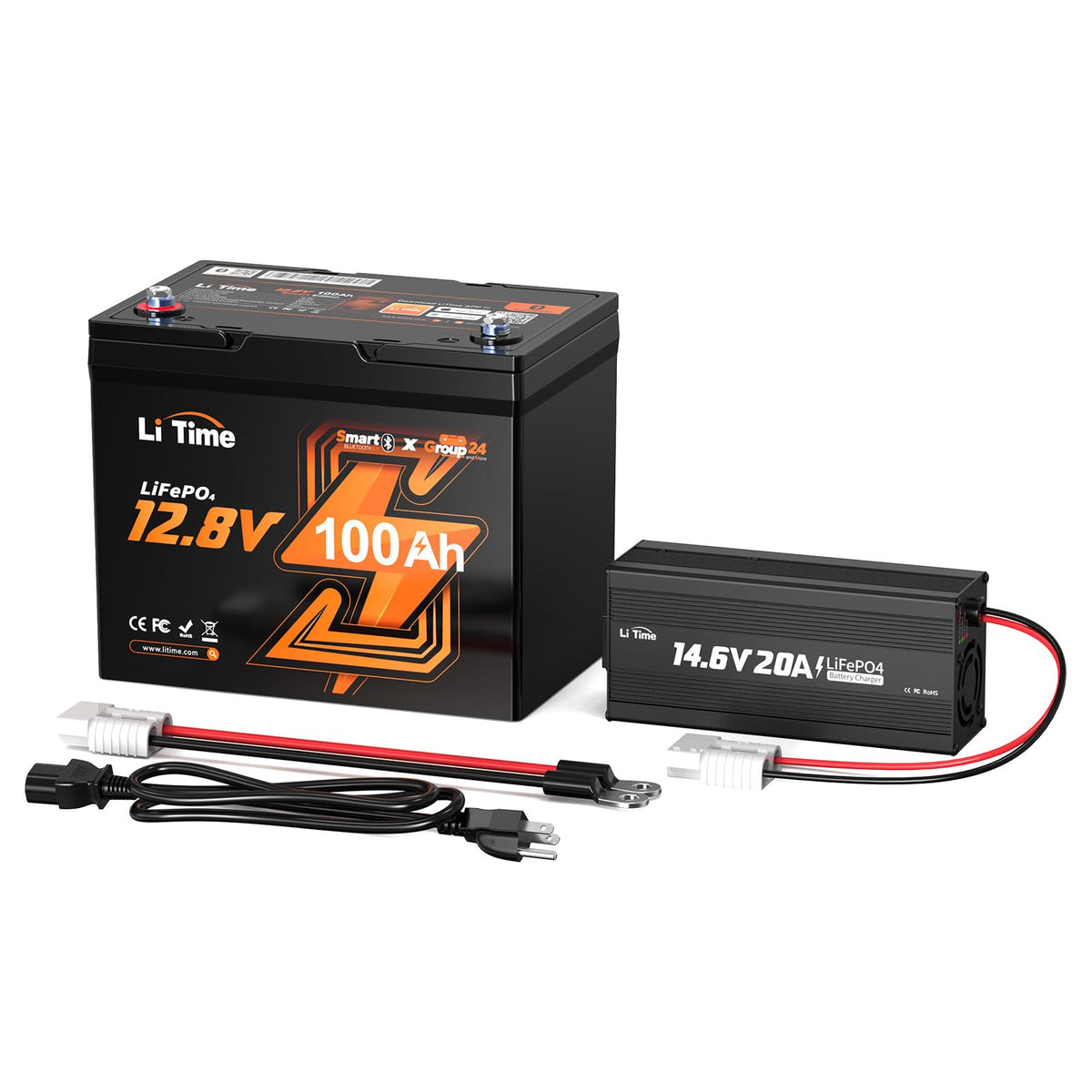 12V 100Ah Group 24 LiFePO4 Battery with Charger T529093