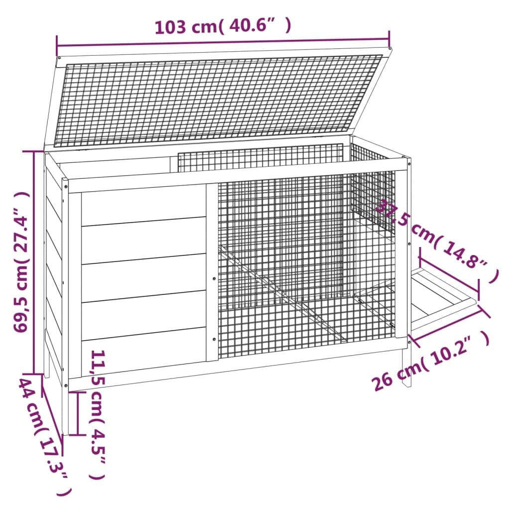 Solid Wood Pine Rabbit Hutch 2 Tier with Wire Mesh Walls and Ramp B869769