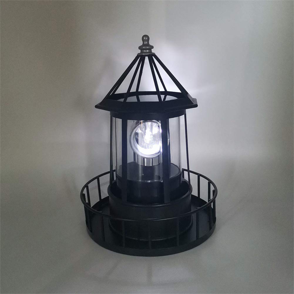 Solar Powered Rotating Waterproof Lighthouse Statue Lights O904587