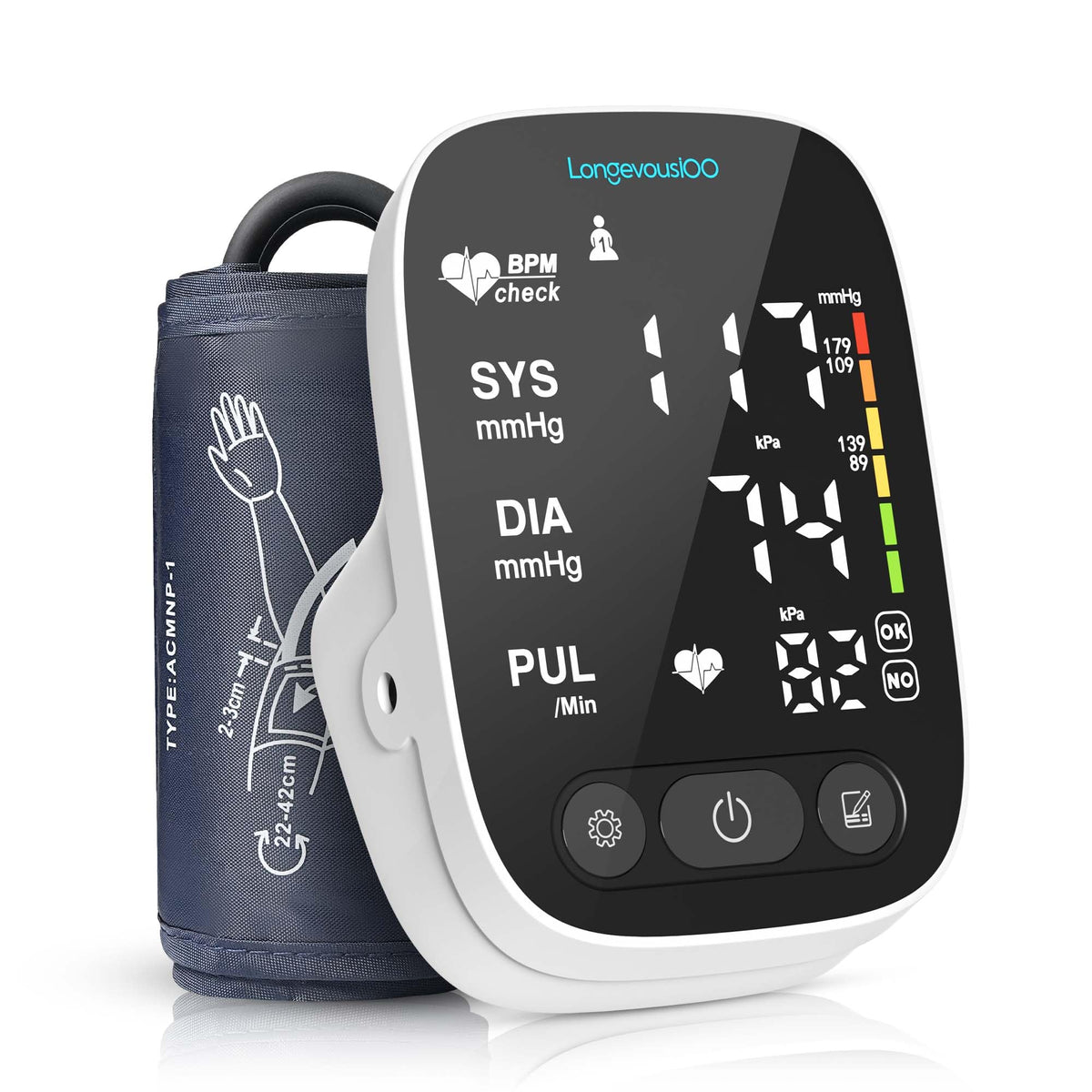 Automatic Upper Arm Blood Pressure Monitor with Large Cuff Q844
