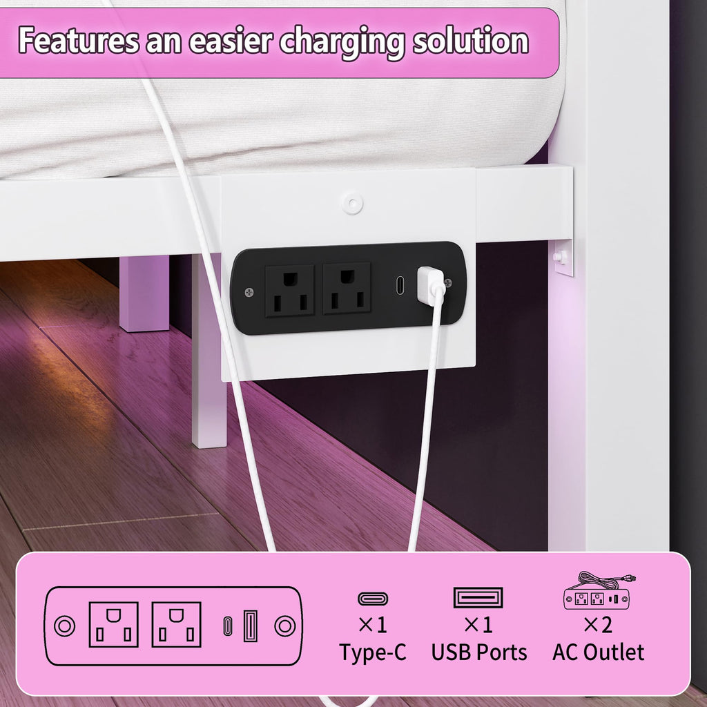 White Full Size Bed Frame with Headboard and Footboard B504445