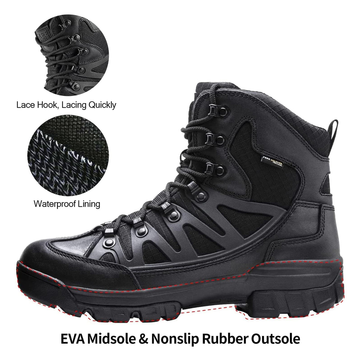 Waterproof Tactical Hiking Work Boots Black 13 A7833