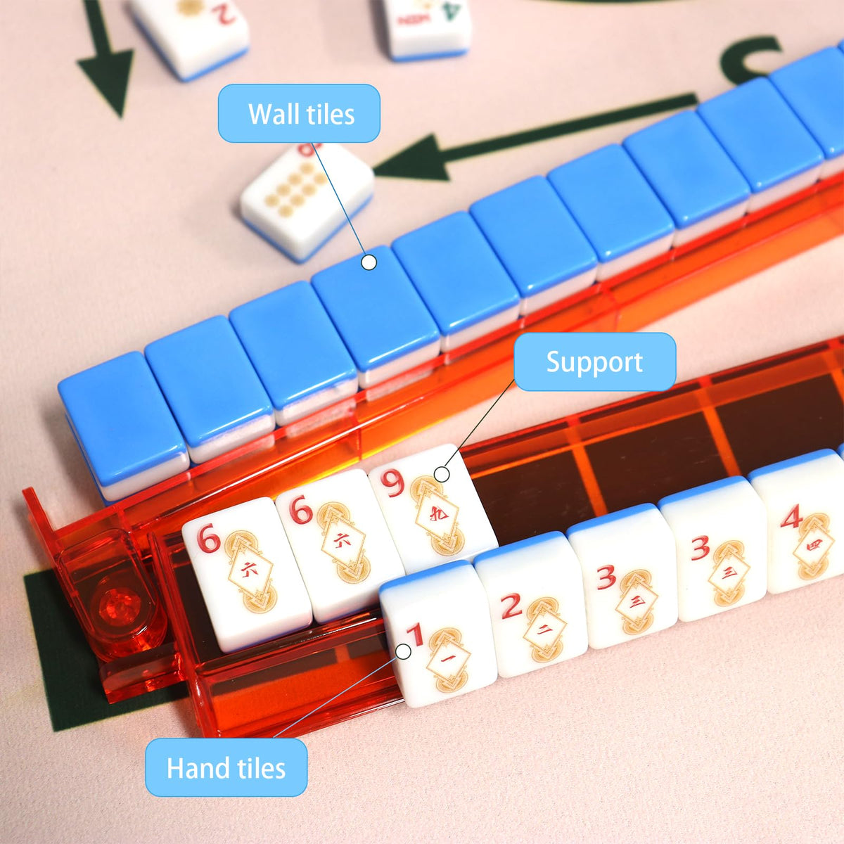 Set of 4 Compact Plastic Mahjong Racks with Pushers S810943