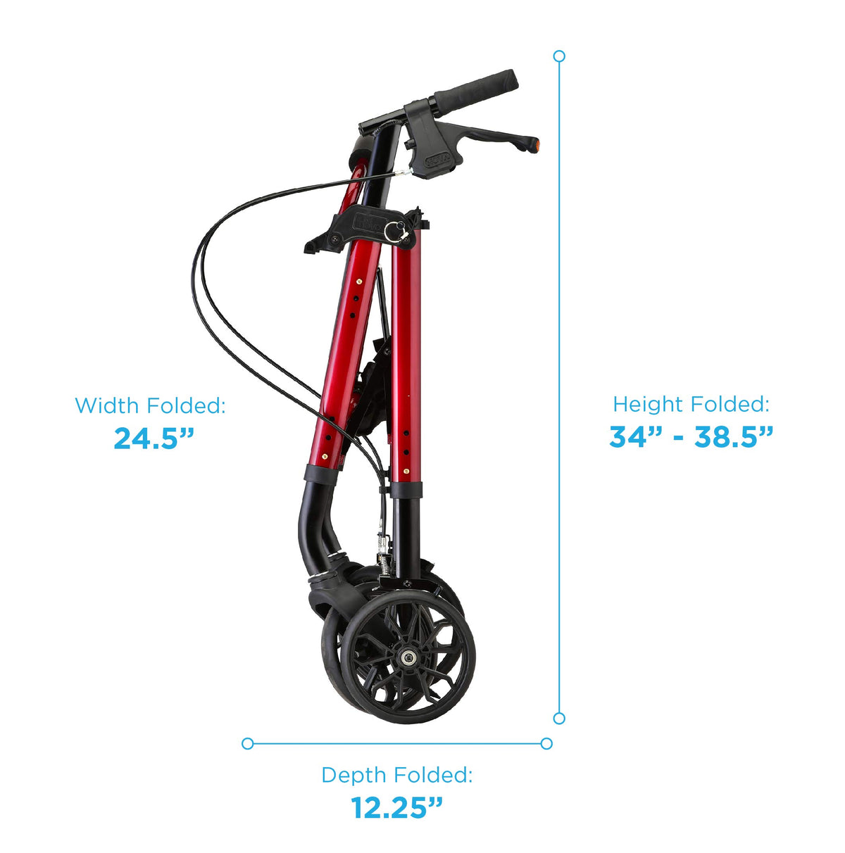 Red 8" Wheel Rollator Walker with Padded Seat C428