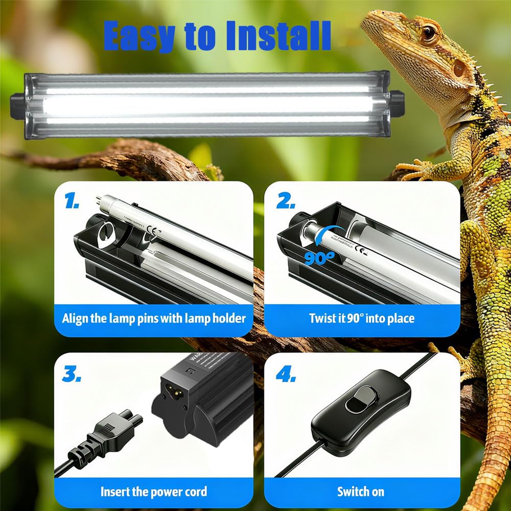 15W 10.0 UVB Reptile Light Fixture 18 Inch E956