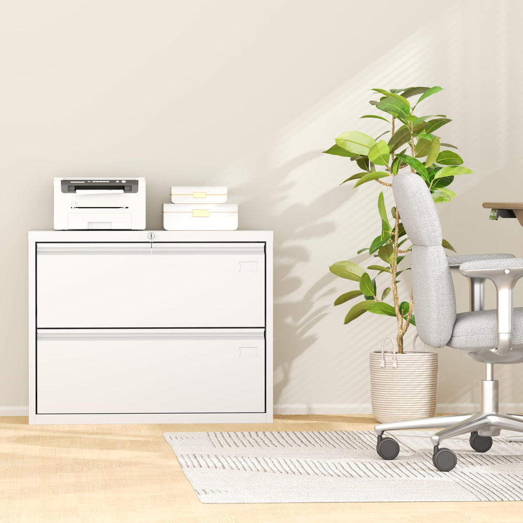 White 2 Drawer Metal File Cabinet with Lock Z920999