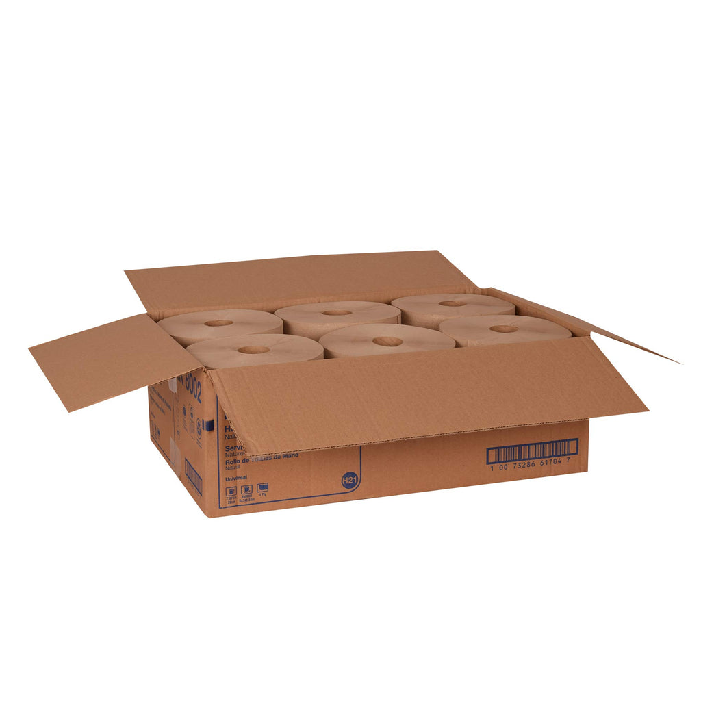 Natural Paper Hand Towel Roll, 6 Rolls x 800 Ft W1645