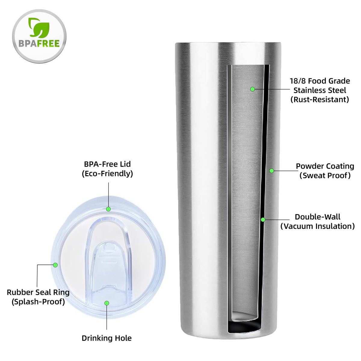20 oz Stainless Steel Insulated Tumbler with Lid W7973