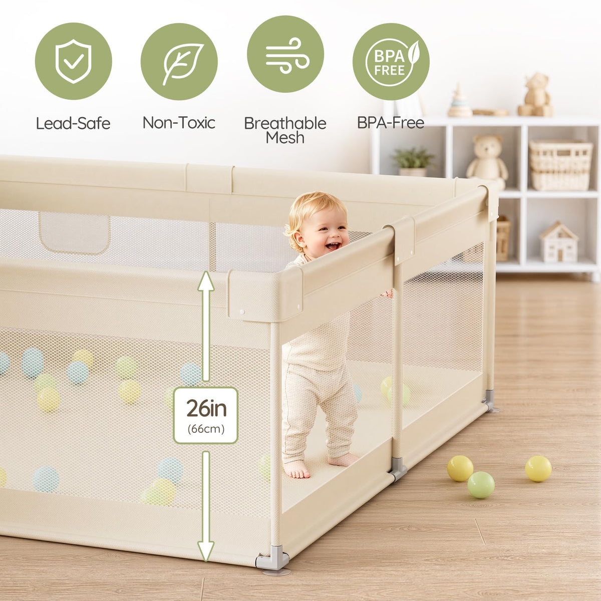 Beige Small Baby Playpen A44525